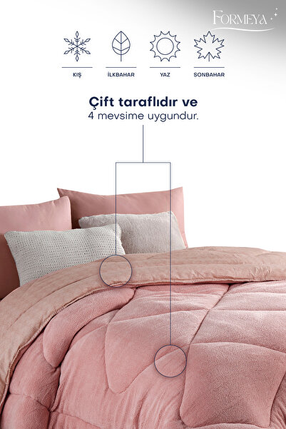 Adelya Welsoft Battal Luxury Powder Quilt - Double Sided, 215x235 Cm