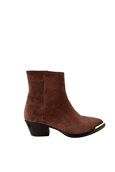 Saracshoes Gerçek Deri Süet Kadın Bot Kahverengi Wook