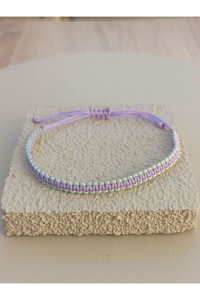 TREND Unisex Double Color Knitted Macrame Bracelet, Lilac and Green Gift Bracelet, Sports Bracelet