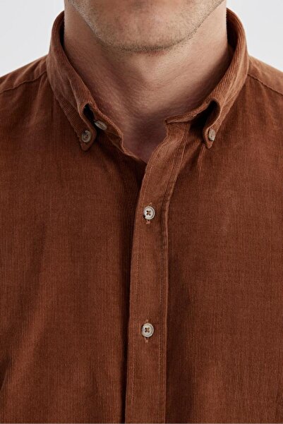 Jakamen Πουκάμισο Taba Comfort Fit με κουμπιά γιακά 100% βαμβακερό βελούδο