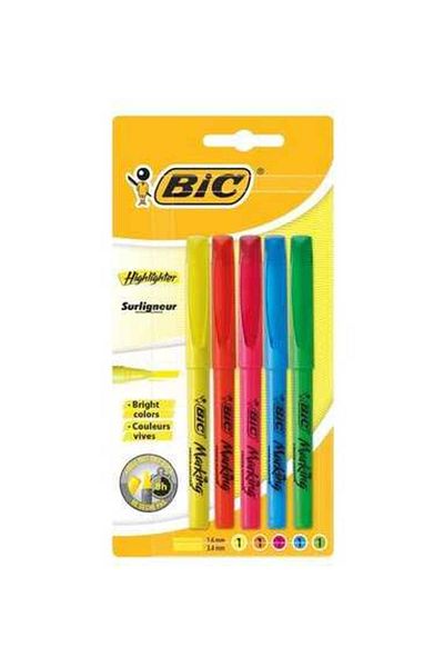 Bic Marking Highlighter Blister Set of 5 - Mixed