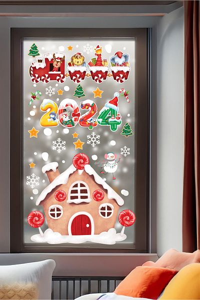 AlyMarkt 2025 New Year's Cookies and Train Themed Double-Sided Glass Ornaments - 75X29