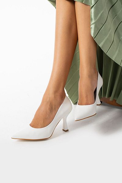 Güllü Shoes Women's Heeled Shoes - High Heeled Stiletto Comfortable Stylish And Thin Work Shoes White 8.5 cm
