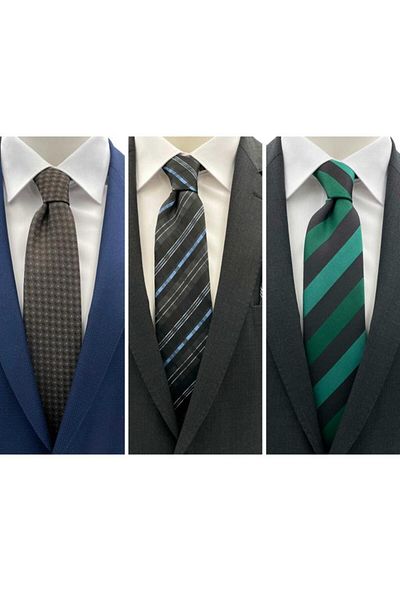 Brianze Patterned 3-Piece Tie and Handkerchief Set