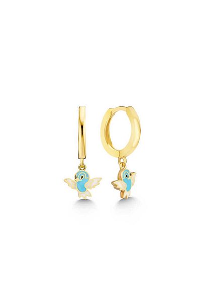 Skygo Blue Colored Silver Gold Women's Bird Earrings - Dangle Design