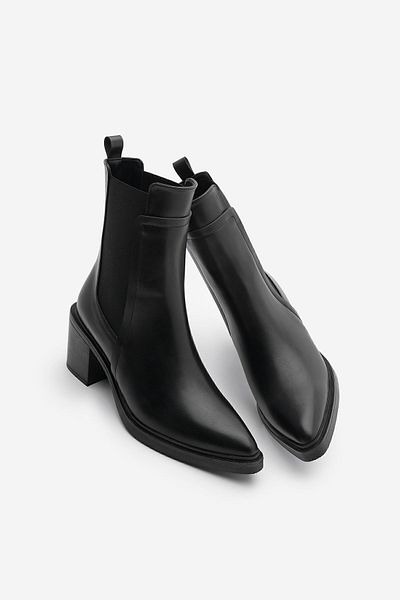 Marjin Black Chelsea Heeled Boots - Women'S, Double Elastic, Pisar