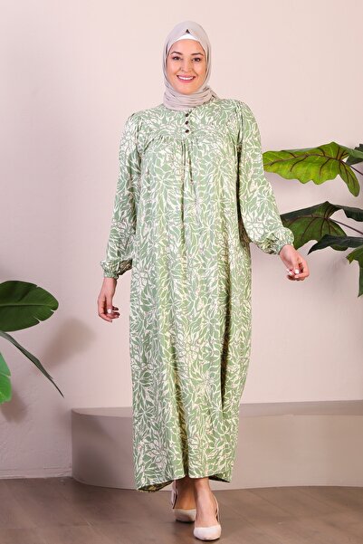 Ferace Φόρεμα Μητέρας Για Καλοκαίρι Σε Πράσινο Νερού Plus Size με Χιτζάμπ