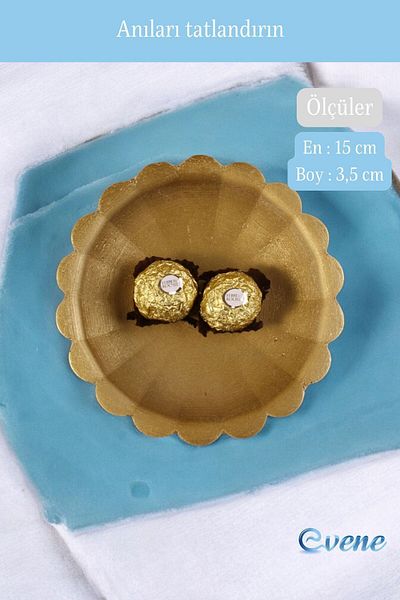 Evene Gold Colored Sugar Bowl Dragee - Decorative Plate Model 8