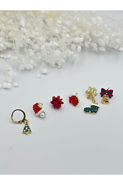 MyladyAccessoriess Set of 6 Earrings with Christmas and Bow Detail