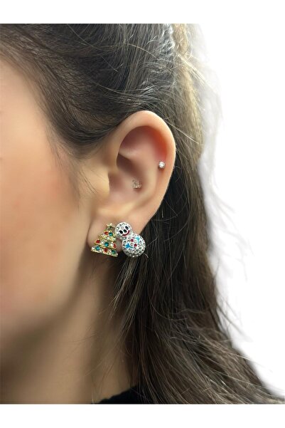 MyladyAccessoriess Colorful Stone and Snowman Detail Earrings