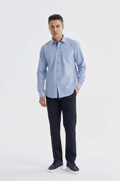 Jakamen Μπλε πουκάμισο Comfort Fit με κρυφό γιακά με κουμπιά