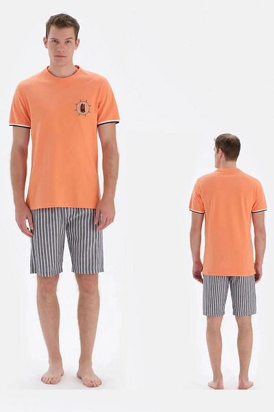 Eros Ανδρικό πορτοκαλί T-shirt Σετ σορτς, 100% βαμβάκι
