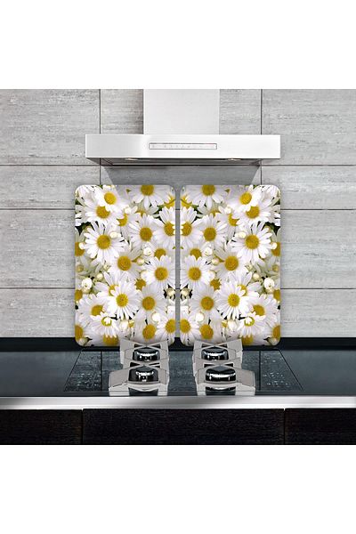 Saban 2-Piece 40X52 cm Glass Stove Protector Papaya Flower Design