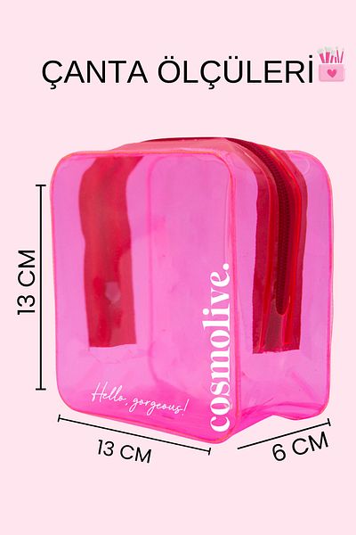 Cosmolive Pink Pvc Transparent Travel Skin Care & Makeup Cosmetic Organizing Bag