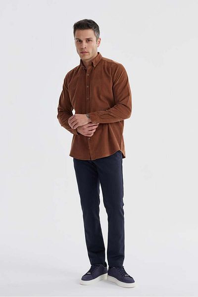 Jakamen Πουκάμισο Taba Comfort Fit με κουμπιά γιακά 100% βαμβακερό βελούδο