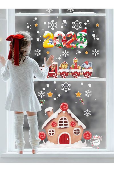 AlyMarkt 2025 New Year's Cookies and Train Themed Double-Sided Glass Ornaments - 75X29