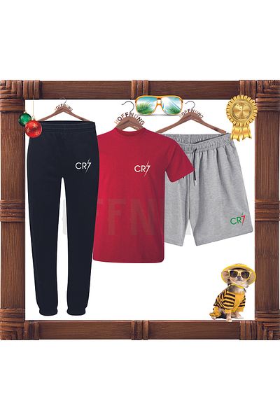 HOFFNUNG 3 Pieces Full Shorts Famouse Ronaldo Bottom - Top Set