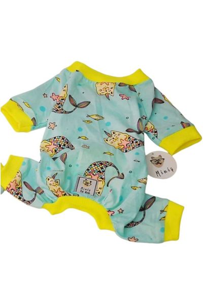 MİNİŞ PET BUTİK Mini Unicorn Mint Stretchy Combed Cotton Small Breed Dog Jumpsuit