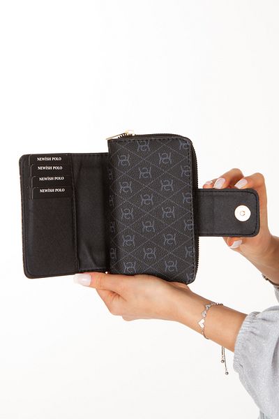 Newish Women's Black Wallet Card Holder with Paper Money Compartment. Useful Multi-Compartment Np Stylish Fashion