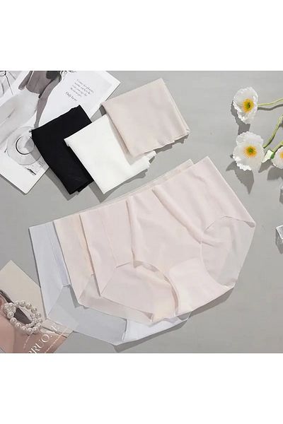 SWEETKORSE Set de 3 chiloți cu talie înaltă, fără urme, fără sudură, tăiați cu laser, micro-transparenti