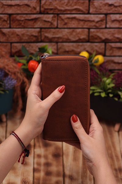 Ozka Leather Collection Унисекс кожен портфейл с отделение за телефон и държач за карти