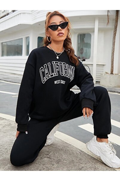 Mythologie Γυναικείο Σετ φόρμας με μαύρη καλιφόρνια στο κάτω μέρος, Oversize Crew Neck