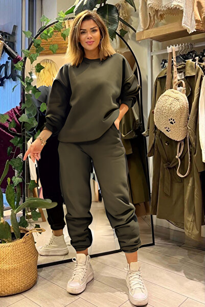 YAKAMEL Γυναικείο Σετ Φόρμας Oversize με Λαιμόκοψη Ποδηλάτου και Λουράκια