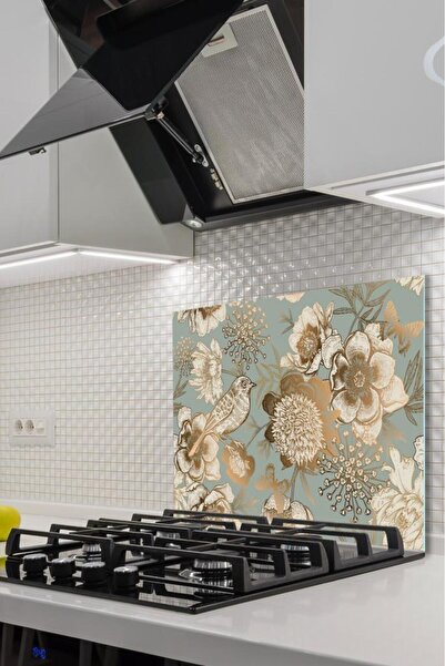 Saban واقي موقد زجاجي منقوش مقاس 50x60 سم موديل 14