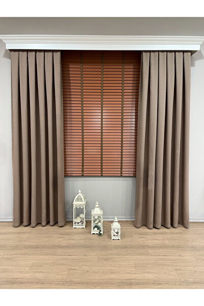 Brillant Tarçın Rengi %100 Orijinal Ahşap Jaluzi Perde 50 Mm Ofis Modern Ve T...