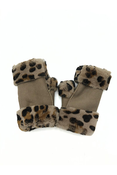 makü İçi Kürklü Parmaksız Kadın Deri Eldiven