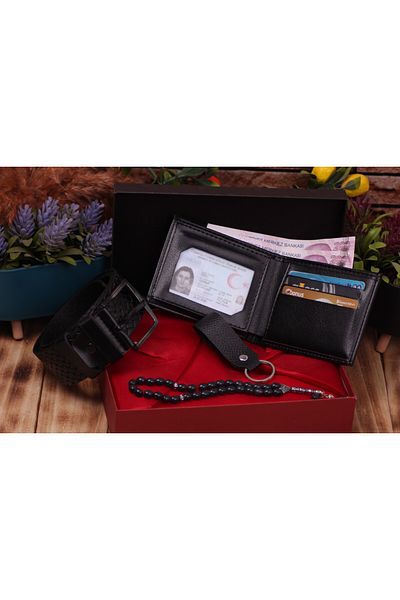 Ozka Leather Collection Men's Wallet Belt Set