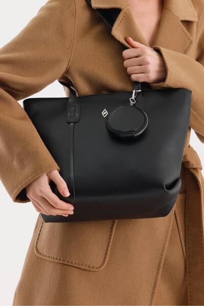 Aron Atelier Geantă de umăr pentru femei Veronika din piele moale neagră