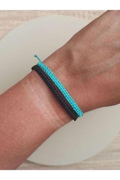 TREND Turquoise Black Macrame Unisex Bracelet - String Bracelet, Dating Bracelets, Gift Wrist