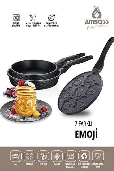 Amboss 3 Piece Cheerful Emoji Casting Pan & Double Casting Pan Set