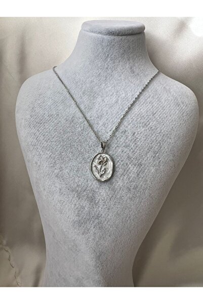 Goche Bijuteri Gül Motifli Vintage Kolye (1.3X1.7CM)