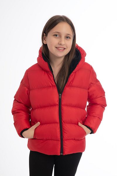 Royalside Sports Girl's Red Fleece Hooded Waterproof Wind Resistant Winter Sports Coat