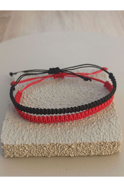 TREND Red Black Macrame Bracelet, Braided Rope Bracelet, Dating Bracelets, Gift Bracelets