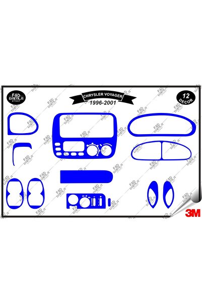 FD Damla Etiket Chrysler Voyager 1996-2001 Glove Box Blue Console Trim Set - ...