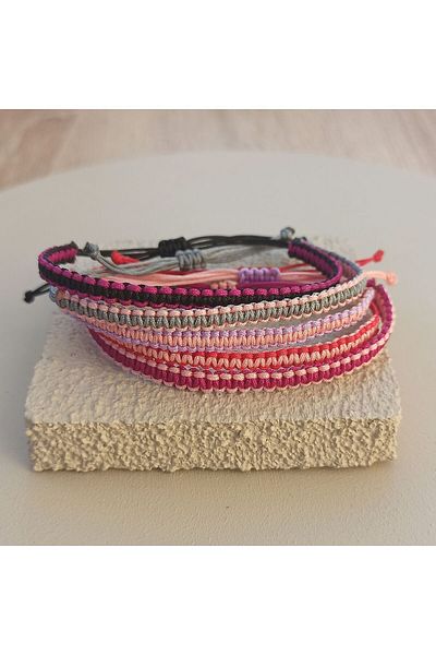 TREND Double Color 5-Piece Macrame Bracelet Set - Handmade, Adjustable, Unisex, Gift Bracelet
