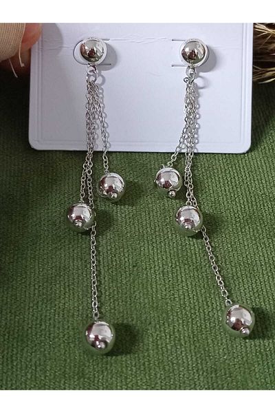 mos&more Silver Ball Dangle Stylish Earrings