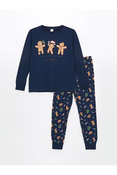 LC Waikiki Crew Neck Christmas Themed Boy's Pajama Set