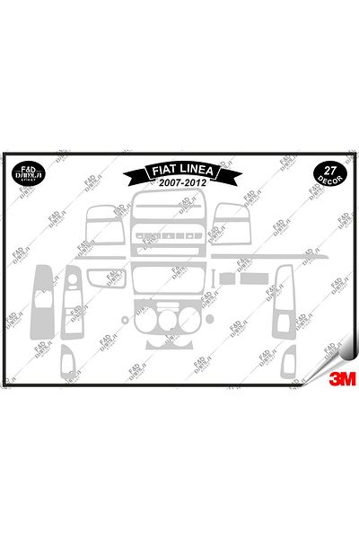 FD Damla Etiket Για Fiat Linea 2007-2012 Κονσόλα γαντιών Διακοσμητικό σετ μαόνι με επένδυση 27 τεμαχίων ασημί