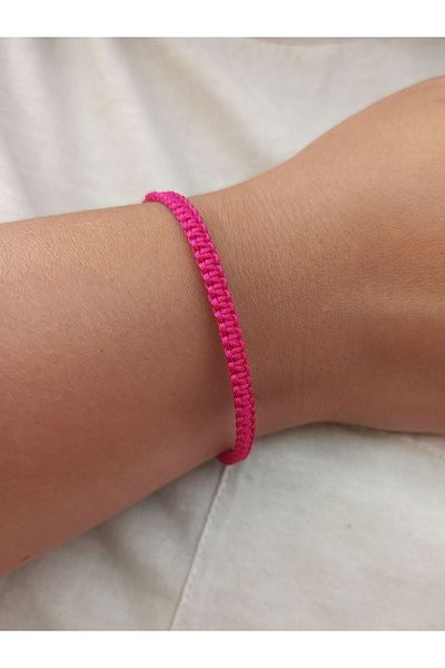 TREND Unisex Knitted Fuchsia Macrame Drawstring Bracelet – Water Resistant, Adjustable, Handmade