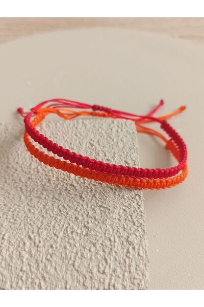 TREND Unisex 2'li Makrome Ipli Bileklik, Arkadaşlık Bileklikleri, Hediyelik B...