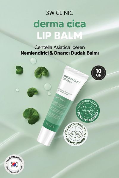 3W CLINIC Intensive Moisturizing Cica Lip Moisturizing Care Balm Derma Cica Lip Balm
