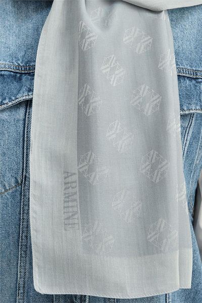Armine Water Green Tensel-Silk Shawl - Μίνιμαλ μοτίβο μονόγραμμα - ATN1 - 3291