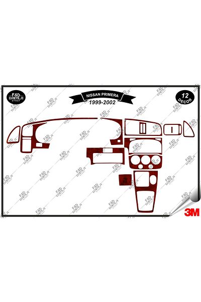 FD Damla Etiket Nissan Primera 1999-2002 - Set de 12 piese pentru trimul consolei torpedo, piept din furnir de mahon