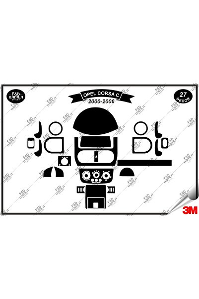 FD Damla Etiket أوبل كورسا C 2000-2006 غطاء وحدة التحكم باللون الأسود - 27 قط...