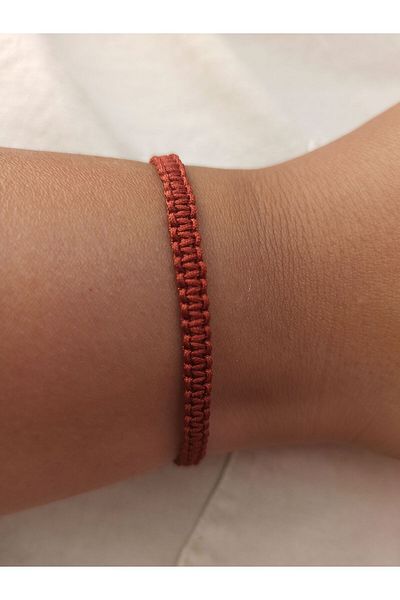 TREND Unisex Knitted Cinnamon Color Macrame String Bracelet, Handmade, Adjustable Bracelet