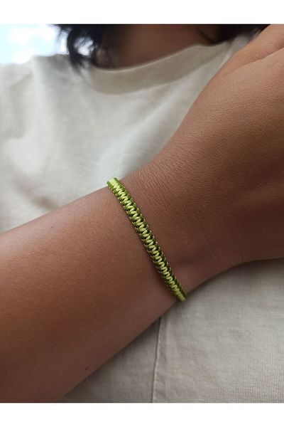 TREND Unisex Two Color Braided Khaki and Light Green Macrame String Bracelet, Gift Bracelet